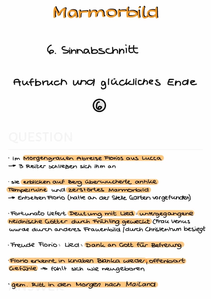 Marmorbild
Dramenverlauf Marmorbild
Inhalt
1 Sinnabschnitt:
Ankunft in Lucca
QUESTION
5
junger Edelmann Florio auf Bildungsreise
nach Lucca 
