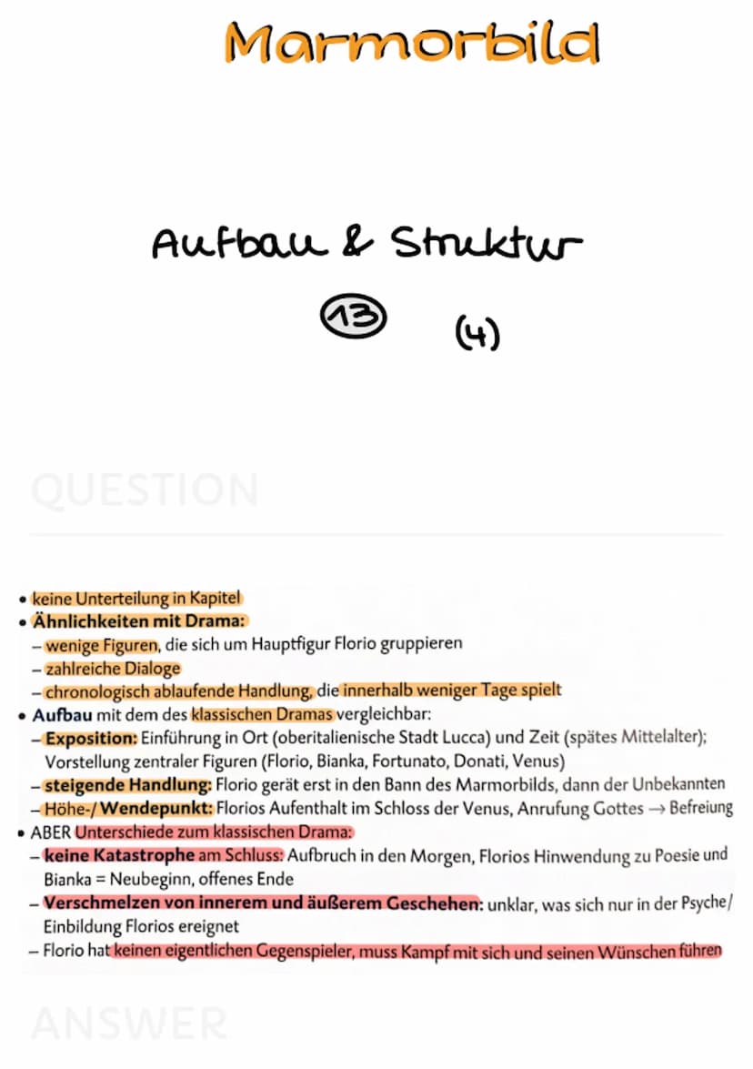 Marmorbild
Dramenverlauf Marmorbild
Inhalt
1 Sinnabschnitt:
Ankunft in Lucca
QUESTION
5
junger Edelmann Florio auf Bildungsreise
nach Lucca 