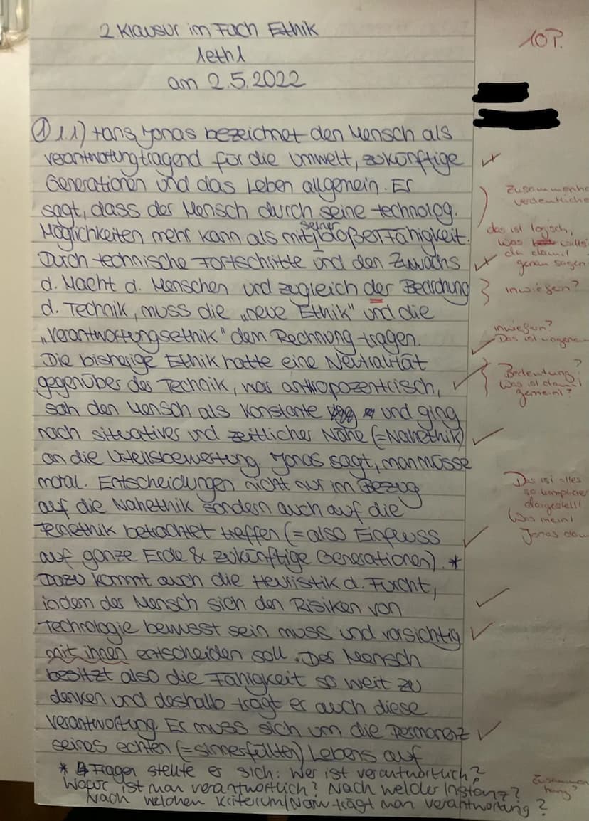 Datum:02.05.2022
Themenbereiche:
1.
Angewandte Ethik (Verantwortungsethik nach Hans Jonas)
Freiheit und Determination: Motive und Gründe men