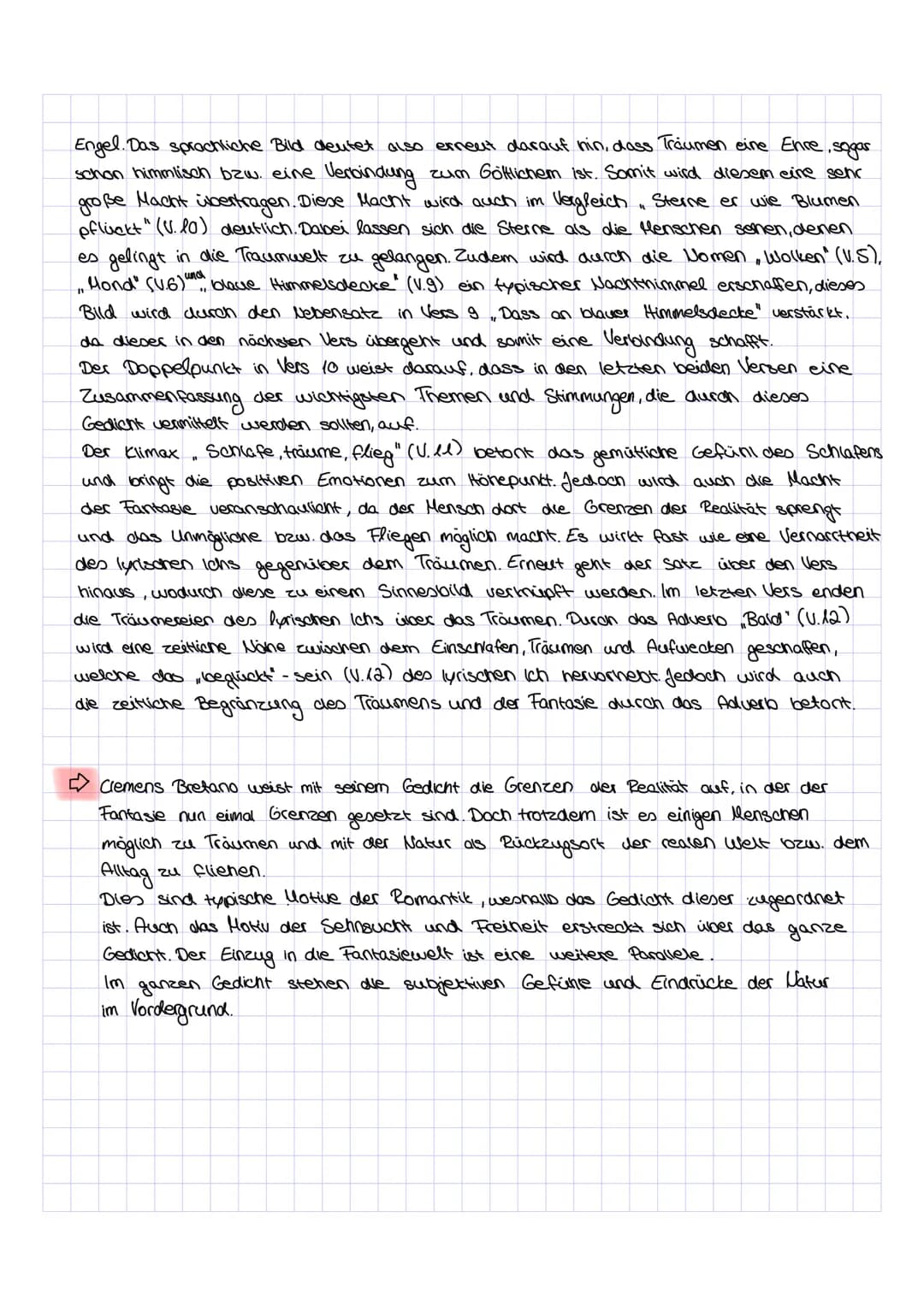 Analyse
05.05.21
Das Gedicht Hörst du, wie die Brunnen rauschen" von Clemens Bretano, wurde in der
Epoche der Romantik veröffentlicht, im un