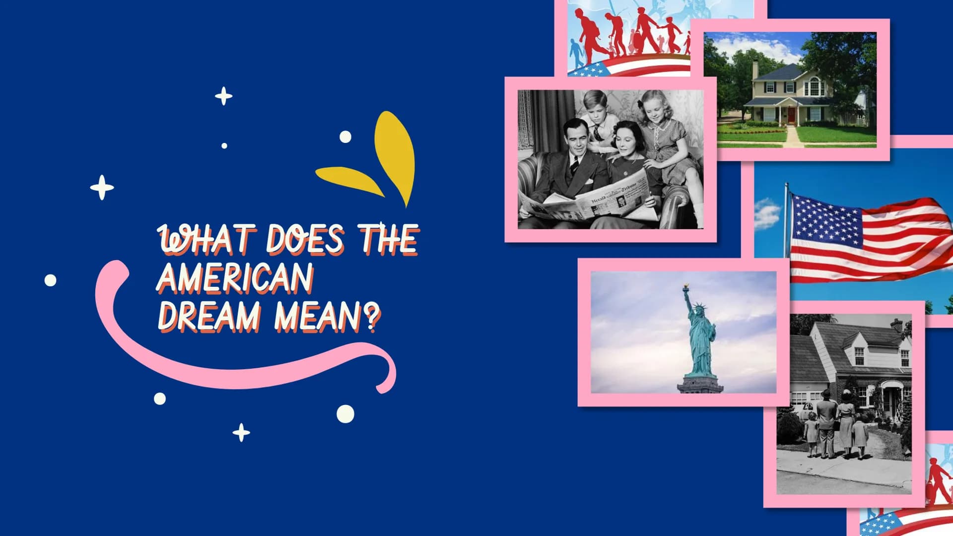 
<h2 id="introduction">Introduction</h2>
<p>The American dream - A dream or an illusion? Iva, Nele, Noah<br />
Good morning everyone. Many t