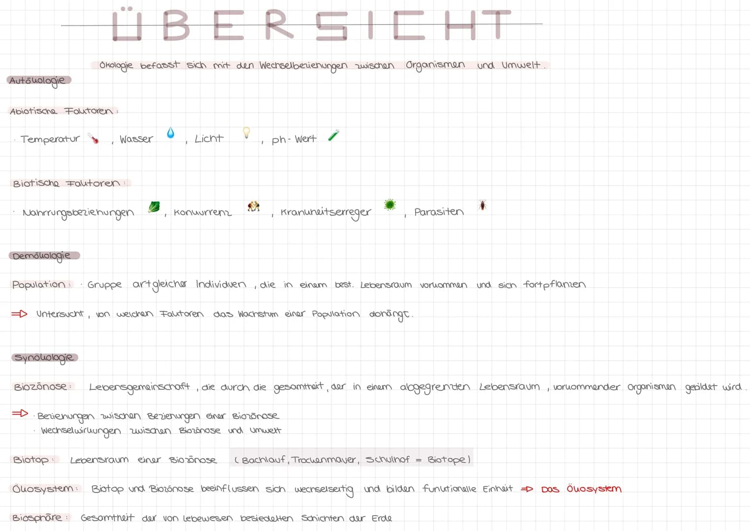 Biologie Q1 Klausur Nr.4 (2021 LK): Ökologie Teil 2
Themenübersicht:
●
●
●
●
●
Ökologische Grundbegriffe: Ökosystem, Biotop, Biozönose, Bios