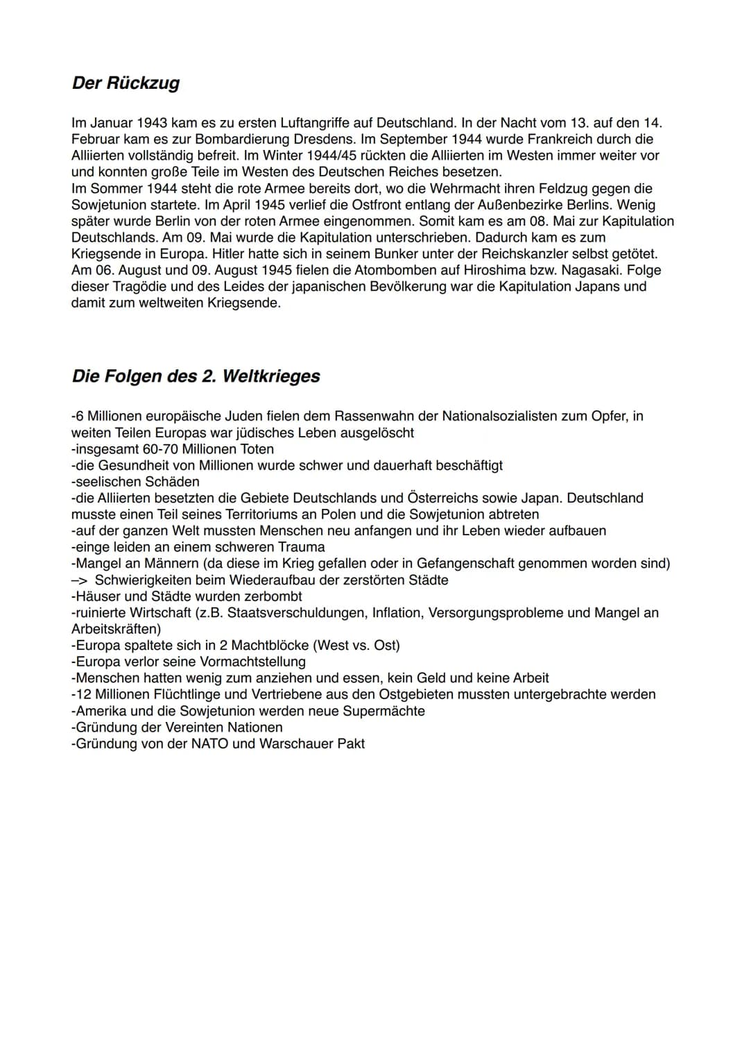 2. Weltkrieg (1939-1945)
Der Zweite Weltkrieg war der bislang größte und folgenreichste Krieg in der Geschichte der
Menschheit. Nach Schätzu