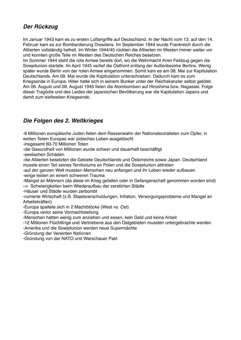 2. Weltkrieg (1939-1945)
Der Zweite Weltkrieg war der bislang größte und folgenreichste Krieg in der Geschichte der
Menschheit. Nach Schätzu