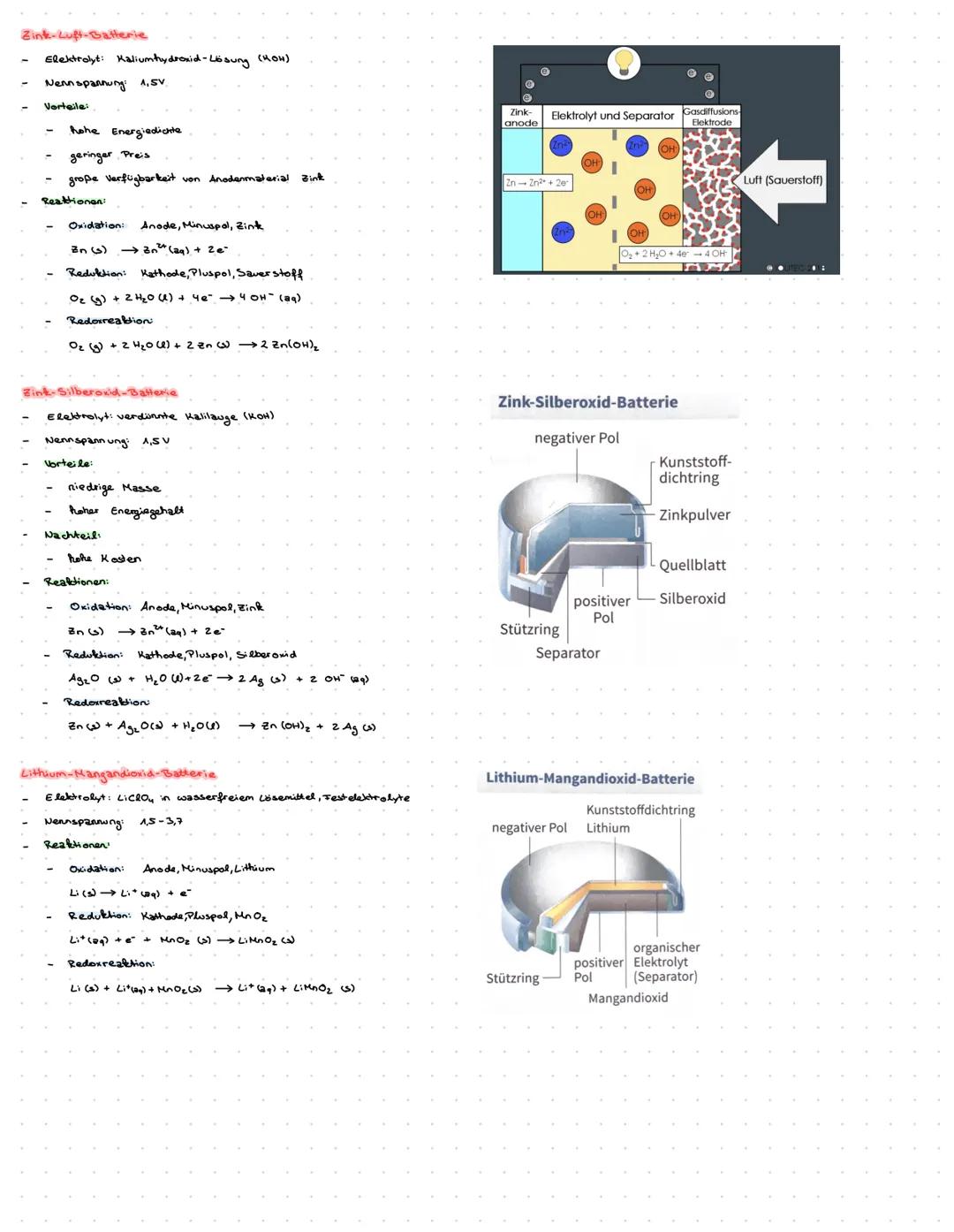 # ELEKTROCHEMIE

# BATTERIE

- ortsunabhängige Energie quellen spezielle galvanische Bellen
- unedles Metall am. Minuspol mit startem Oxidat