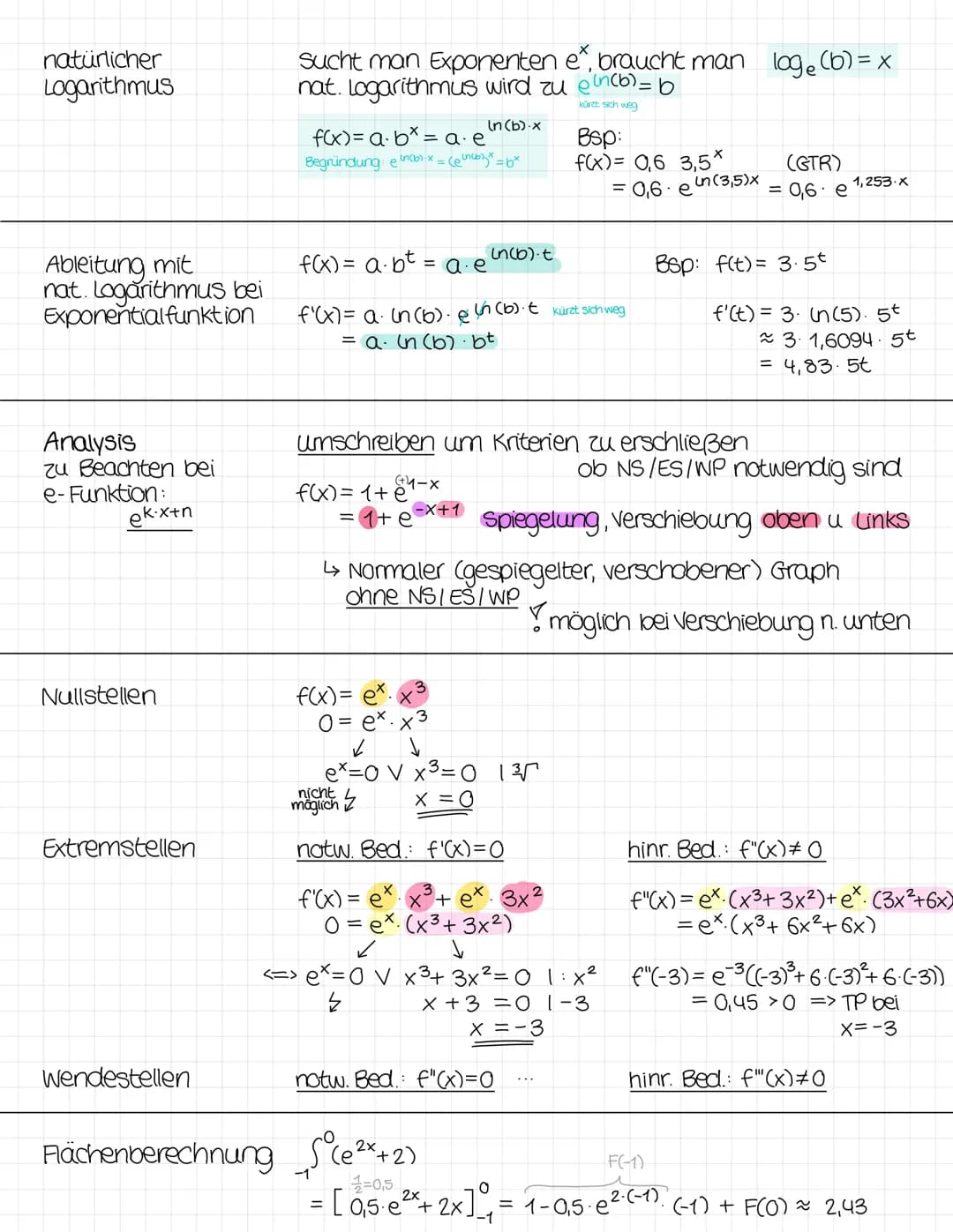 e-Funktionen
Graphen von
e-Funktionen
K.X+n
e
Ableitung
Exponentialfunktion
von f(x)=e
K.x+n
t
Exponentialfunktion f(t) = a∙b²
Stammfunktion