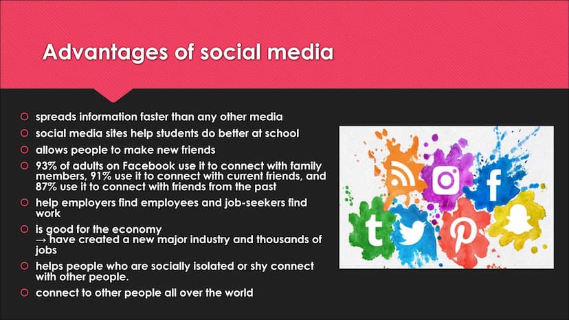 t
G+
O
Social Media
Presentation Content
Definition
The most popular social networks
O profiles
Facebook
YouTube
→ Whatsapp
Banned networks
