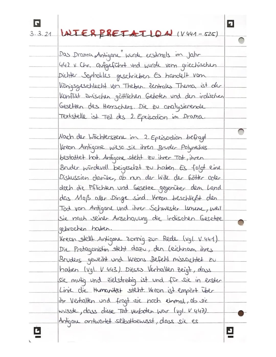 Szenenanalyse Antigone (2. Epeisodion)