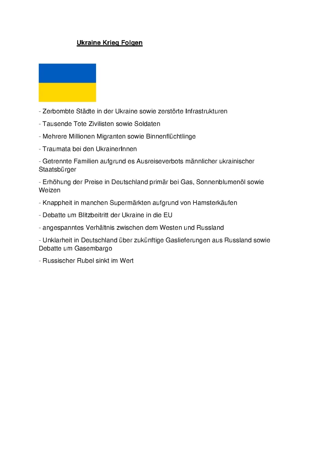 Ukraine Krieg Folgen