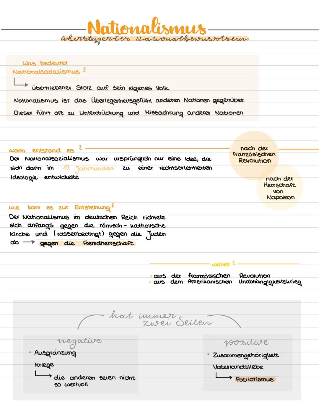 # Nationalismus.
übersteigertes Nationalbewusstseur

Was bedeutet
Nationalsozialismus 2

übertriebener Stolz auf sein eigenes Volk

National