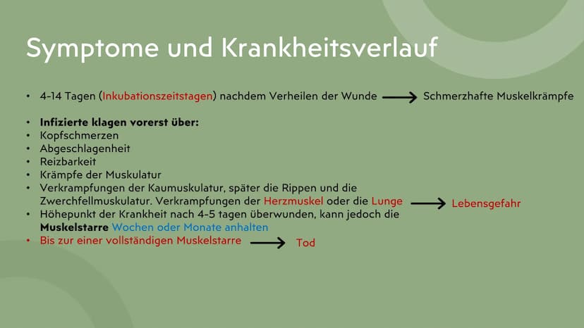 Tetanus
Wundstarrkampf
Präsentation von Lamia ●
●
Gliederung
Erreger, Art des Erregers
Bakterien Arten
Übertragungswege/Ansteckung
•
• Wirku