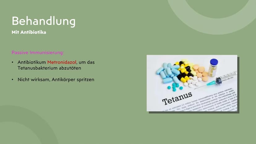 Tetanus
Wundstarrkampf
Präsentation von Lamia ●
●
Gliederung
Erreger, Art des Erregers
Bakterien Arten
Übertragungswege/Ansteckung
•
• Wirku