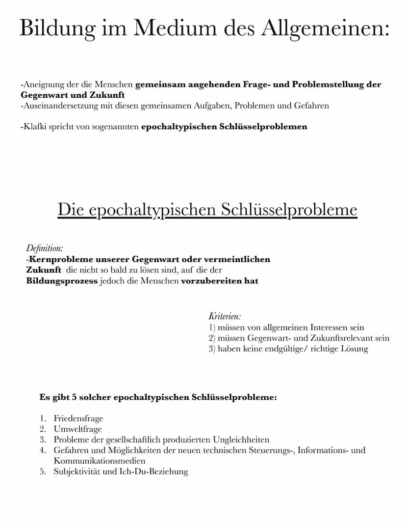 Klafui:
->
Grundannahme:
Bildung beeinflusst Identität
→Mensch ist grundsätzlich sein Leben
lang bildungsfähig
Schule
Selbstbestimmung:
->..