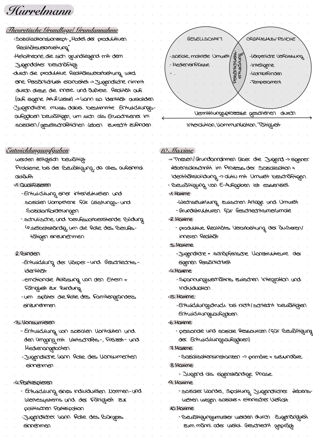 Hurrelmann
Theoretische Grundlage/ Grundannahme
• Sozialisationskonzept: Modell der produktiven
Realitätsverarbeitung"
•Metatheorie, die sic