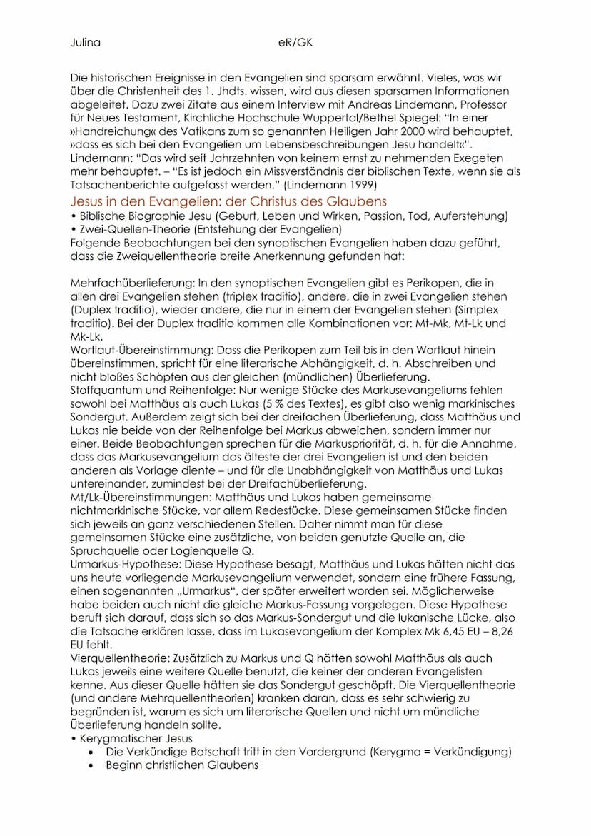 Julina
eR/GK
Abiturvorbereitung
Aufbau der Bibel
• AT/NT
• Textgattungen
• Entstehung/Übersetzung der Bibel (Martin Luther, babylonisches Ex