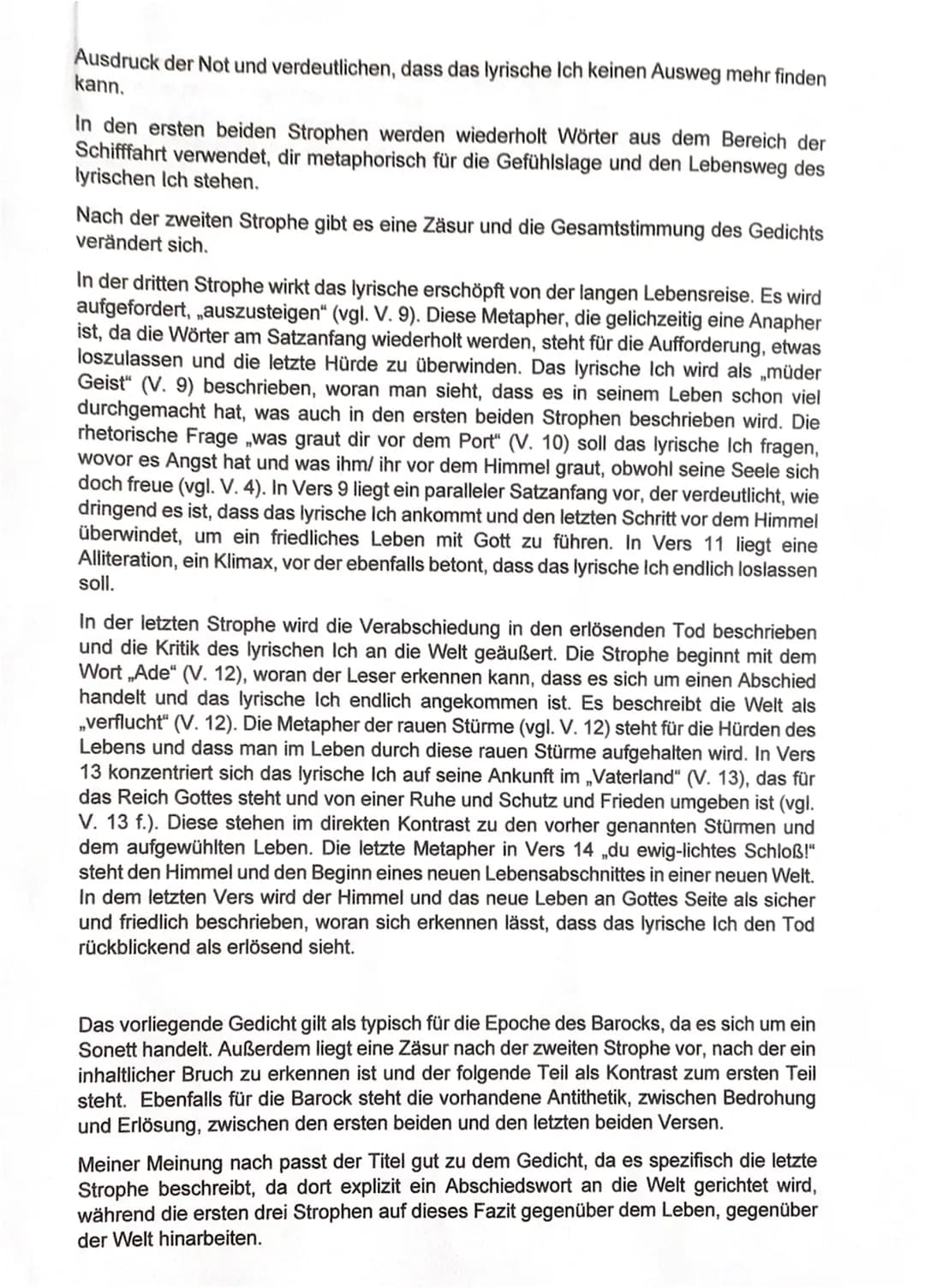 Unzufrieden
QA
Sturm
Hillsogigher
gehetzt
Q21
Zäsur
eschöpft
FT₂
Das Leben als Schifffahrt - Ein barockes Sonett analysieren
Das Leben als S