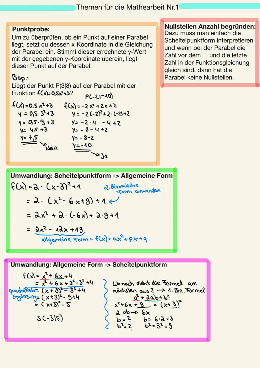 Binomische Formeln:
1. (a+b)² = a² + 2ab +b²
2. (a-b)² = a² - 2ab + b²
(3. (a+b) (a-b)= a² - b²
.
Ausklammern:
Haben die Summanden einer
Sum