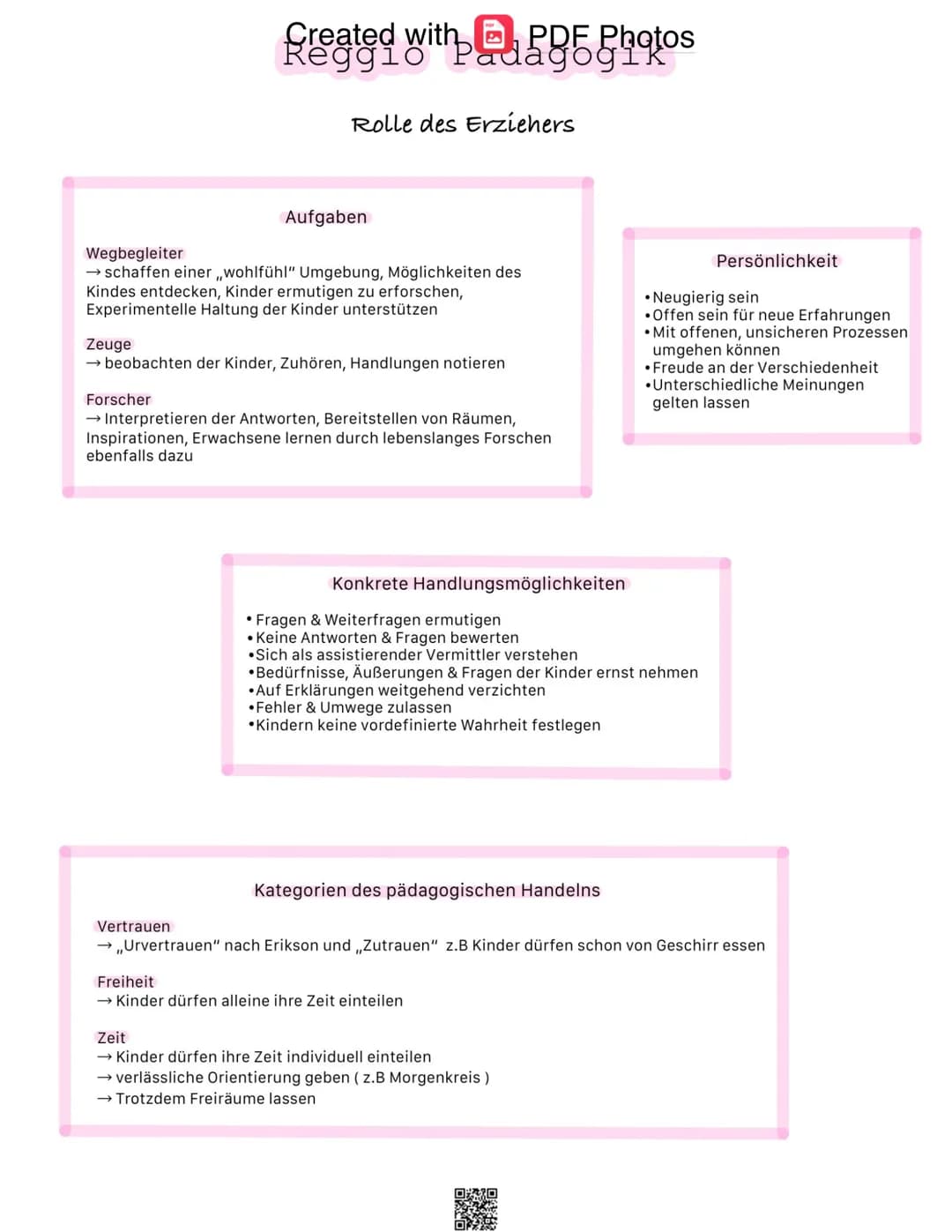 Created with, PDF Photos
Reggio Padagogik
Raum als dritter Erzieher 1
Bedeutung
•Ständige & Sorgfältige Gestaltung der pädagogischen Umgebun