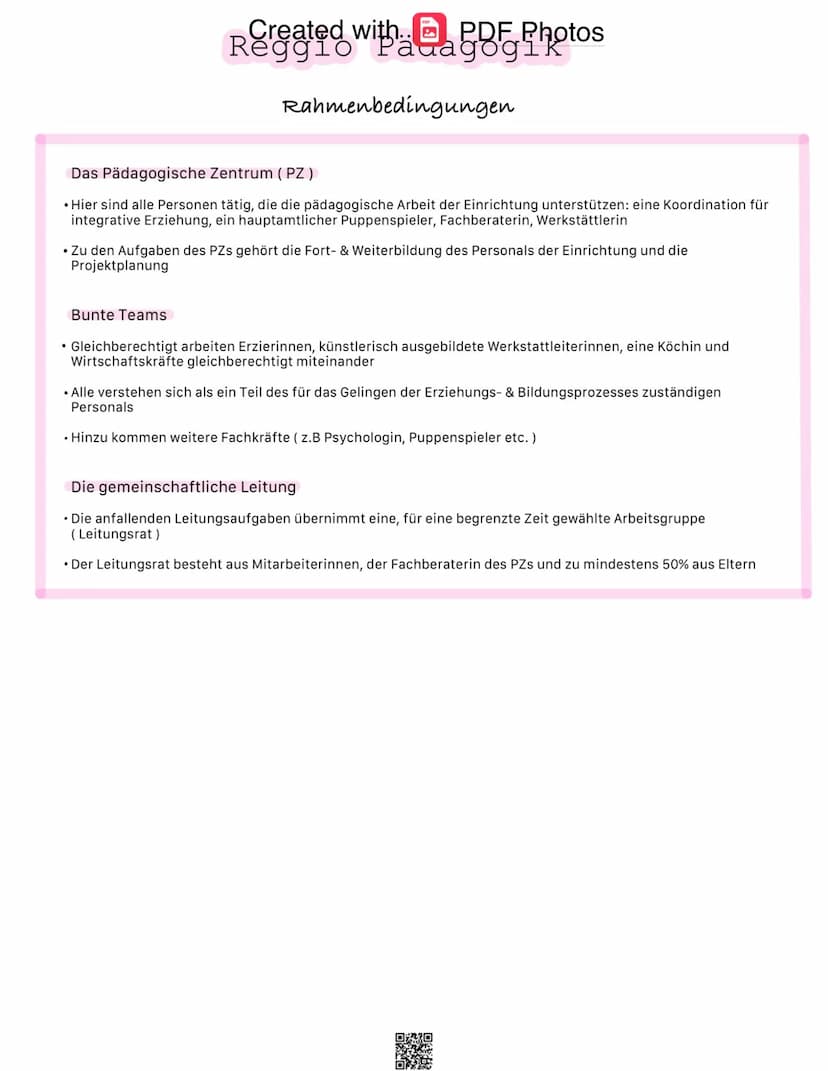 Created with, PDF Photos
Reggio Padagogik
Raum als dritter Erzieher 1
Bedeutung
•Ständige & Sorgfältige Gestaltung der pädagogischen Umgebun