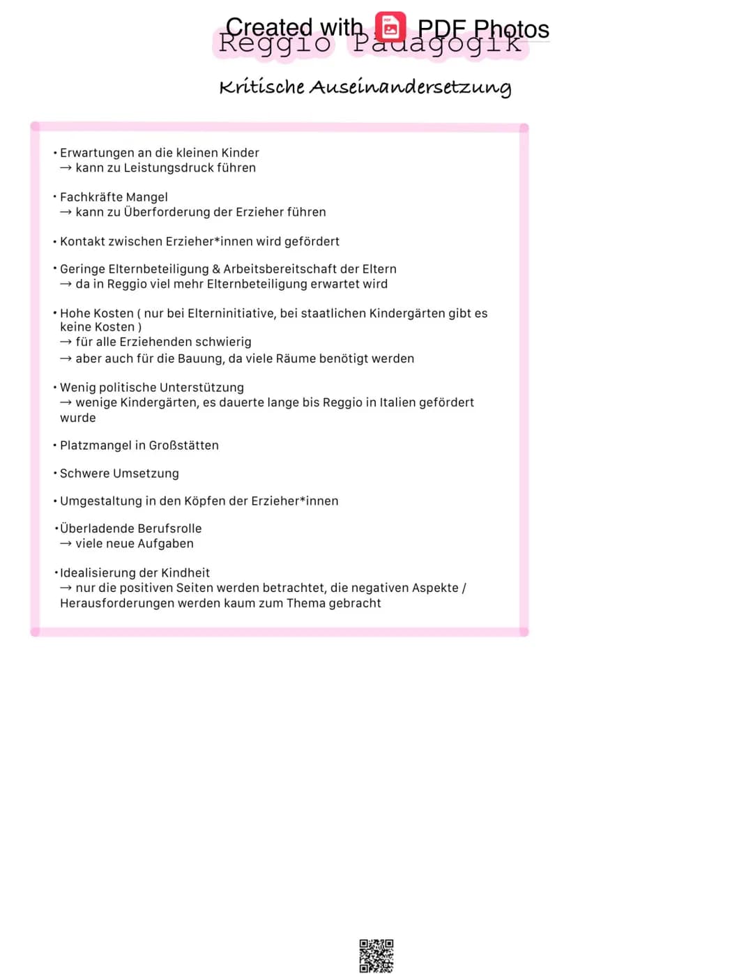 Created with, PDF Photos
Reggio Padagogik
Raum als dritter Erzieher 1
Bedeutung
•Ständige & Sorgfältige Gestaltung der pädagogischen Umgebun