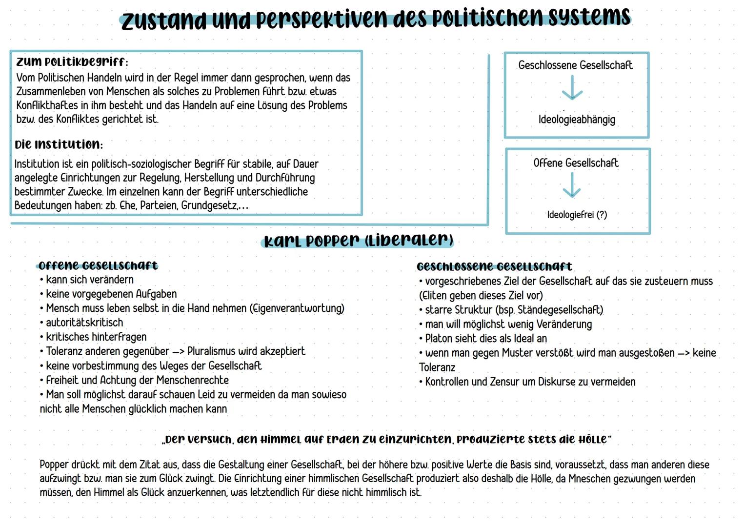 Zustand und Perspektiven des Politischen systems
zum POLitikbegriff:
Vom Politischen Handeln wird in der Regel immer dann gesprochen, wenn d