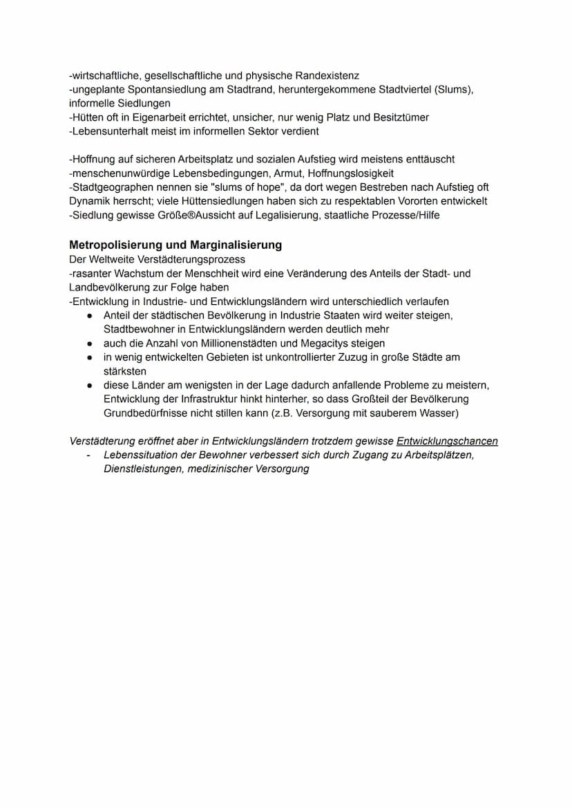 Stadtentwicklung und Stadtstrukturen
Megacitys as Orte großer Vulnerabilität und Gefährdung (Verwundbarkeit)
beschreibt Ausmaß von Anfälligk