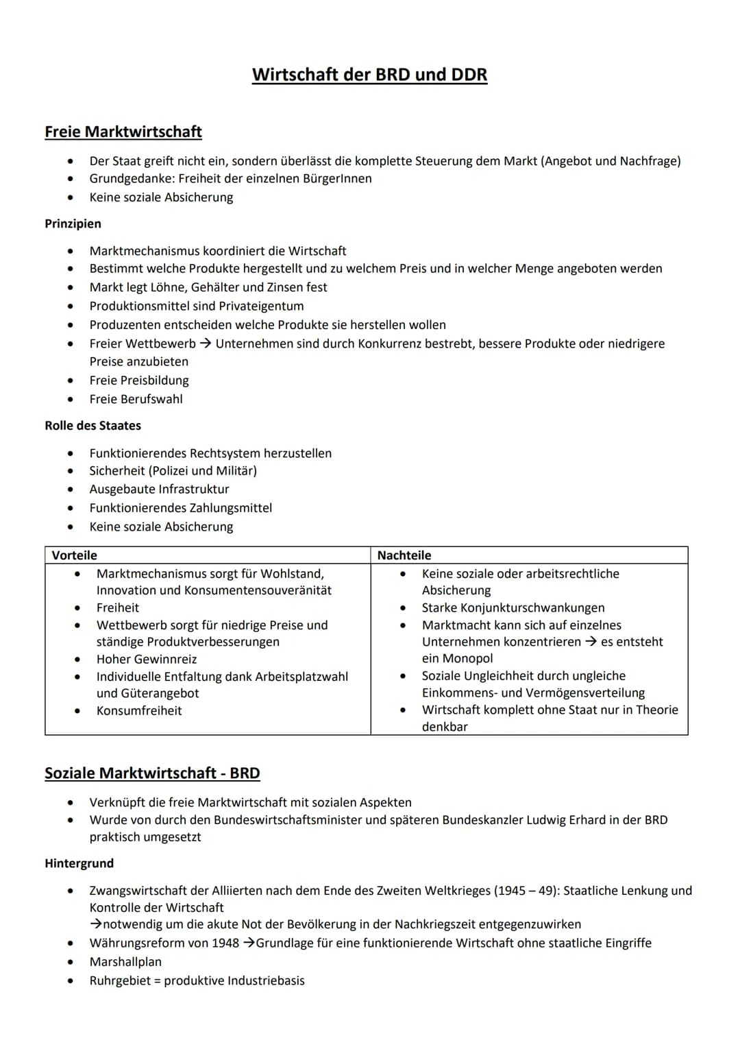 Freie Marktwirtschaft
Der Staat greift nicht ein, sondern überlässt die komplette Steuerung dem Markt (Angebot und Nachfrage)
Grundgedanke: 