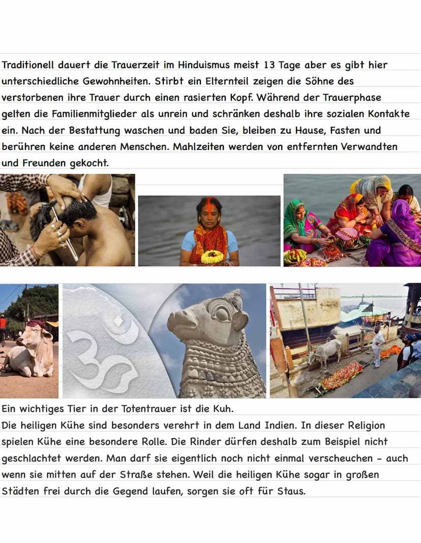 Tod und Trauer im Hinduismus
Jeder Mensch wird einmal sterben. Doch was kommt danach? Ewiges Leben im
Himmel? Oder doch Verdammnis in der Hö