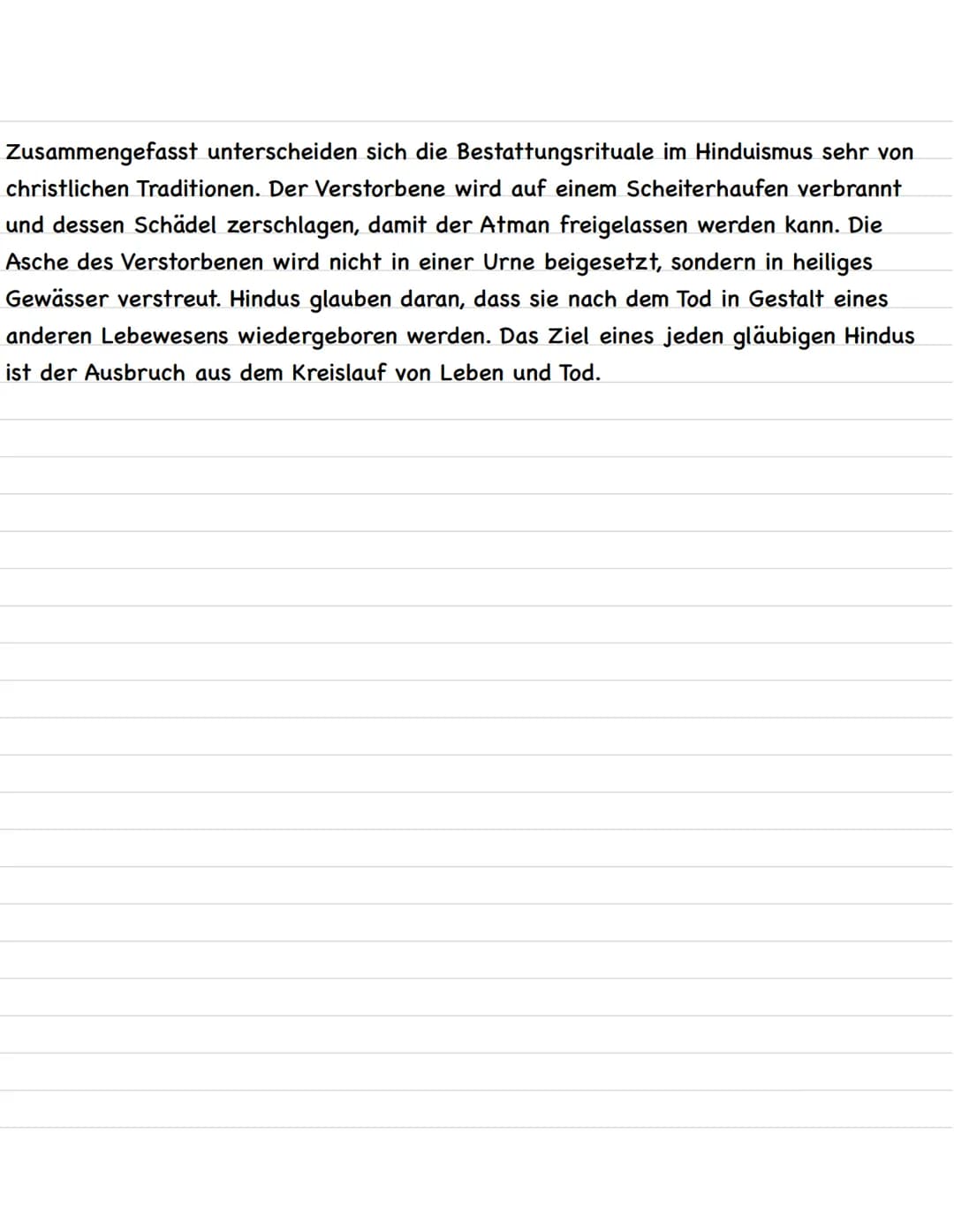 Tod und Trauer im Hinduismus
Jeder Mensch wird einmal sterben. Doch was kommt danach? Ewiges Leben im
Himmel? Oder doch Verdammnis in der Hö