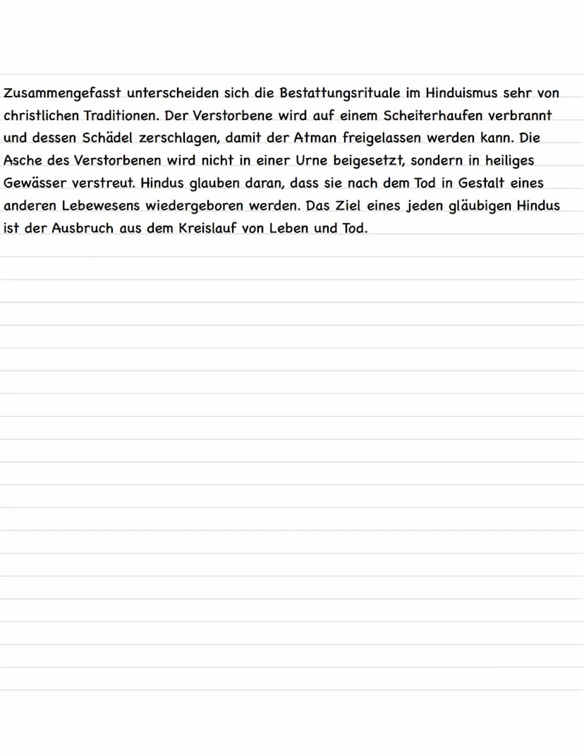 Tod und Trauer im Hinduismus
Jeder Mensch wird einmal sterben. Doch was kommt danach? Ewiges Leben im
Himmel? Oder doch Verdammnis in der Hö