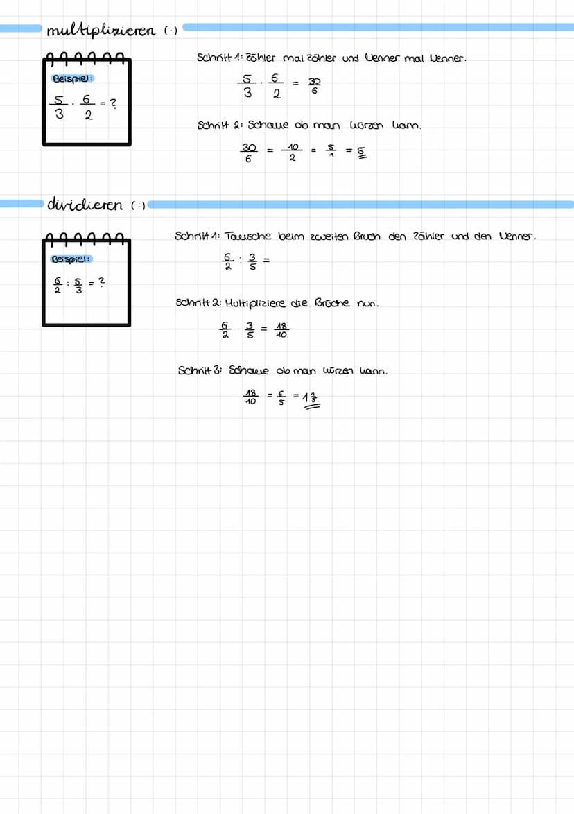 Wichtig
6 -Zähler
5-
-venner
addieren (+)
ممممم
Beispiel:
S
3
+
6
6
2
2
Subtrahieren (-)
Beispiel:
w/ar
?
S = ?
3
BRUCHRECHNUNG
Schritt 1: W