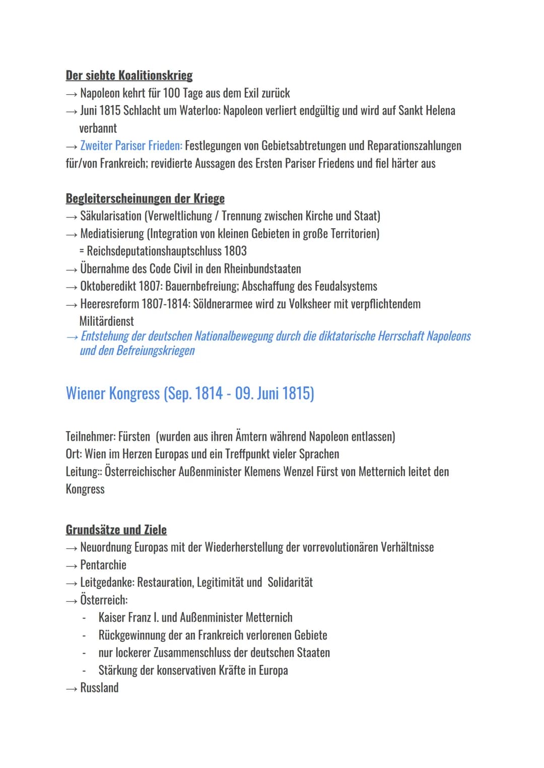 Napoleonische Kriege / Koalitionskriege (1792-1815)
Napoleon Bonaparte:
französischer General und später Kaiser von Frankreich
→stieg währen