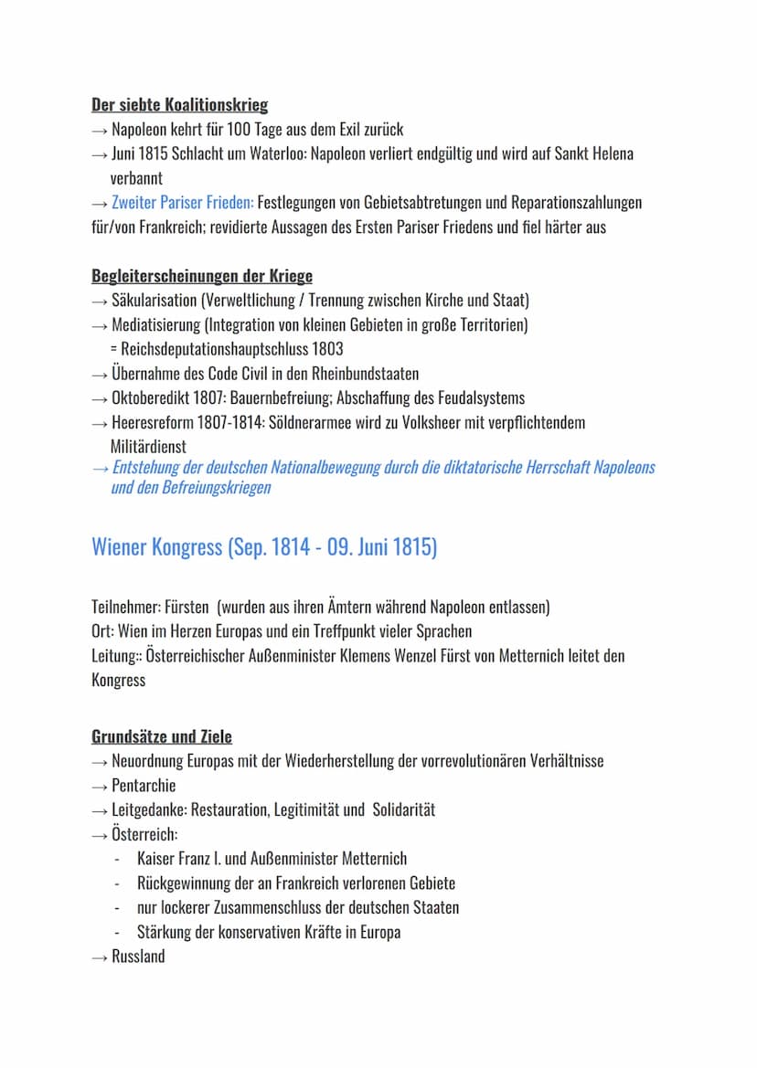 Napoleonische Kriege / Koalitionskriege (1792-1815)
Napoleon Bonaparte:
französischer General und später Kaiser von Frankreich
→stieg währen