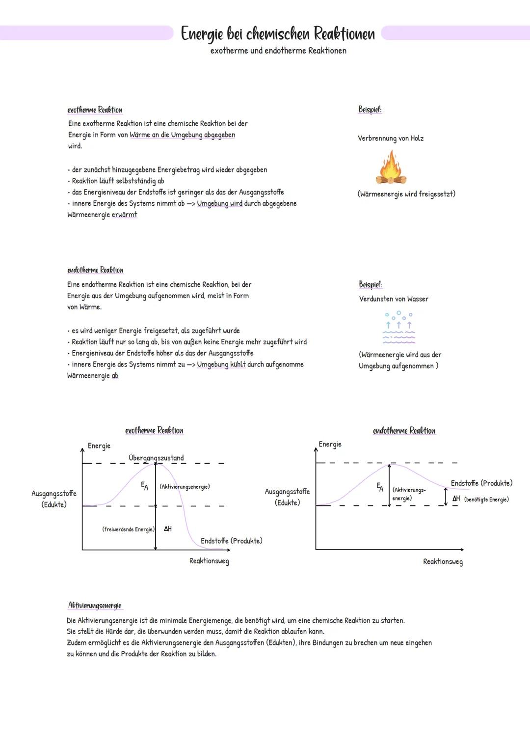 Energie bei chemischen Reaktionen (exotherme- und Endotherme Reaktionen) 