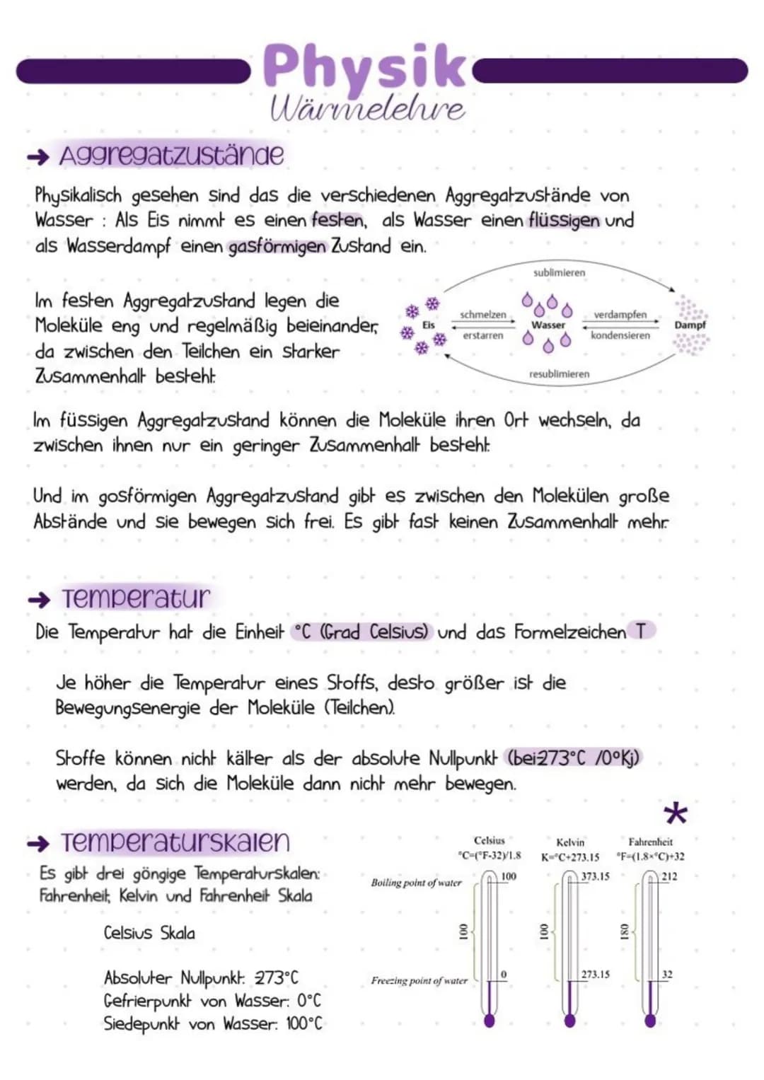 Physik
Wärmelehre
→ Aggregatzustände
Physikalisch gesehen sind das die verschiedenen Aggregatzustände von
Wasser: Als Eis nimmt es einen fes
