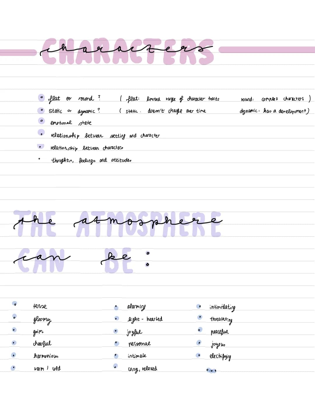 Analysing Almosphère
setting:
narrator
time and place
choice of words
characters
circumstances
where does the story take place geographicall