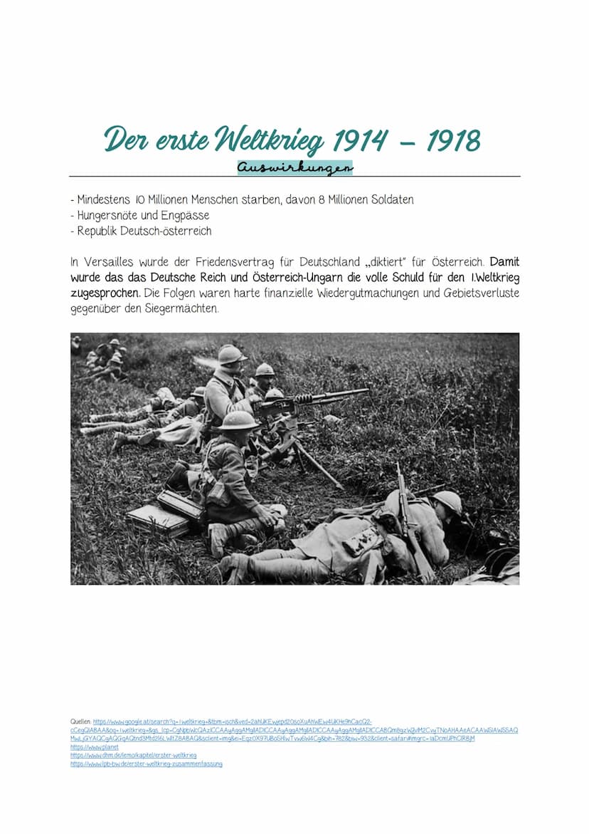 Der 1. Weltkrieg
Wie sich der erste Weltkrieg anbahnte
1. Nationalismus und Imperialismus führten zum ersten Weltkrieg
Im 19. Jh. hatten die
