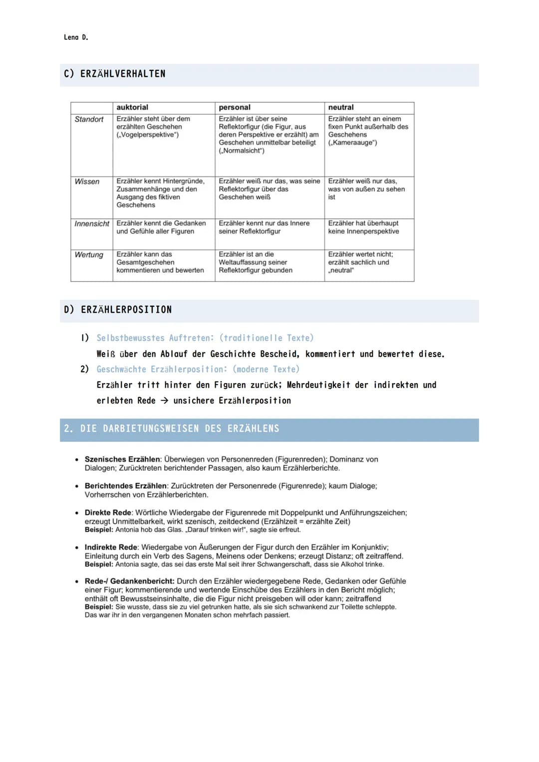 Lena D.
DEUTSCH ABITUR STOFF EPIK
EPIK-ANALYSE-AUFBAU
I. Einleitung:
Hinführung zum Thema, KEINE Inhaltsangabe
Umfang: 2 Seite
2. Hauptteil
