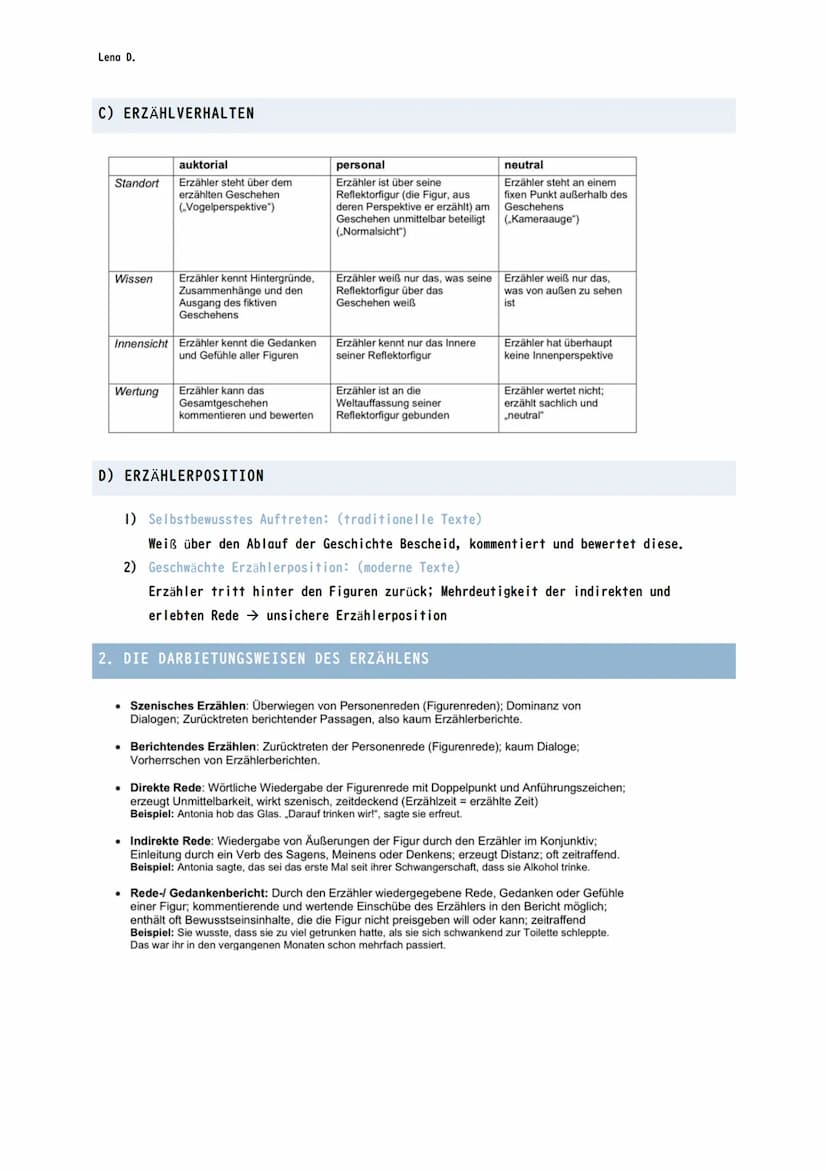 Lena D.
DEUTSCH ABITUR STOFF EPIK
EPIK-ANALYSE-AUFBAU
I. Einleitung:
Hinführung zum Thema, KEINE Inhaltsangabe
Umfang: 2 Seite
2. Hauptteil
