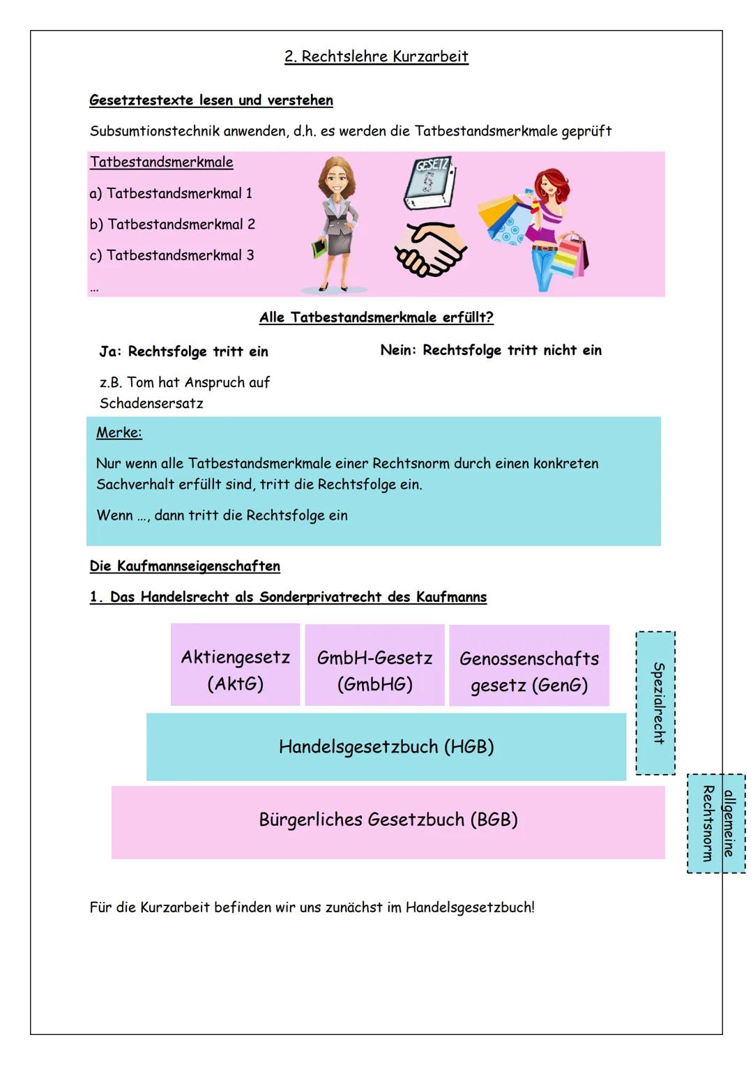 Gesetztestexte lesen und verstehen
Subsumtionstechnik anwenden, d.h. es werden die Tatbestandsmerkmale geprüft
Tatbestandsmerkmale
a) Tatbes