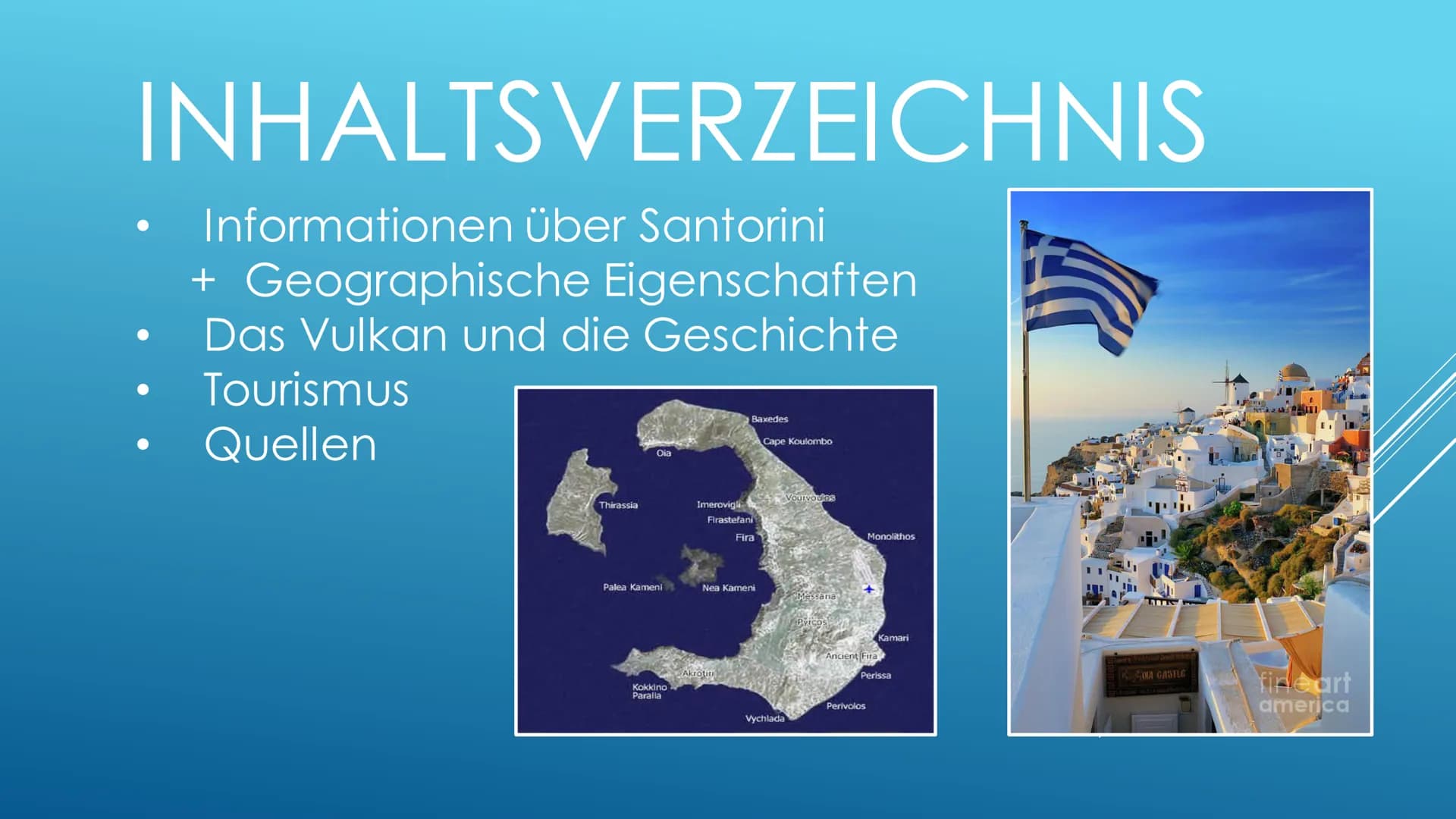 SANTORINI
eine wahnsinnig schöne griechische Insel INHALTSVERZEICHNIS
Informationen über Santorini
+ Geographische Eigenschaften
Das Vulkan 