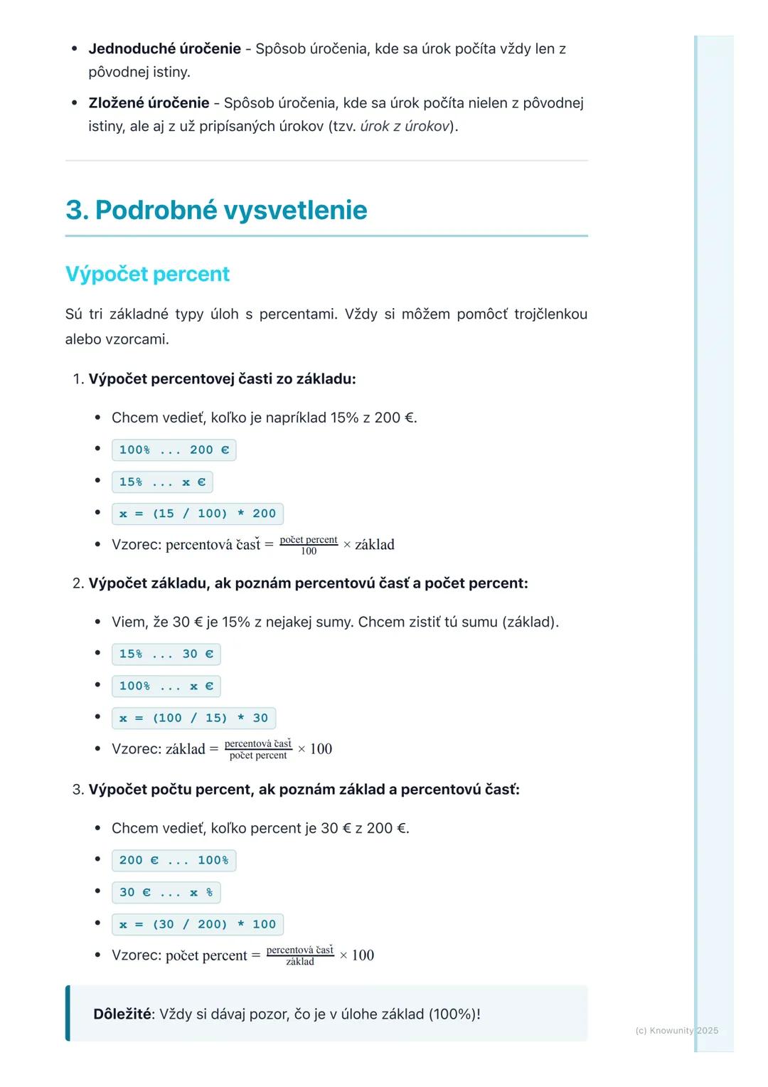 # Percentá a finančná
matematika

1. Prehľad a úvod

Takže, ideme sa pozrieť na percentá a finančnú matematiku. Je to dôležité,
lebo percent