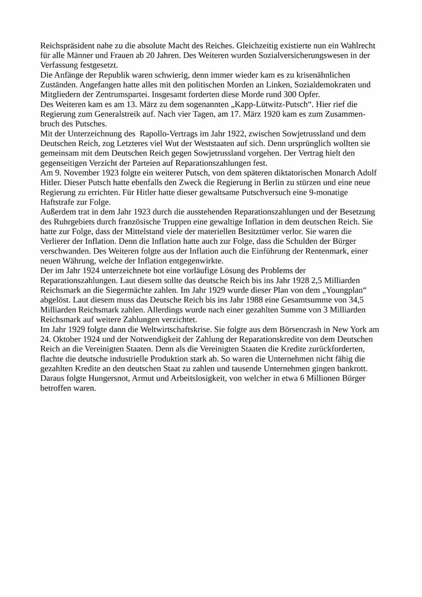 Historischer Kontext (Text) – Weimarer Republik
Der Autor(in) beleuchtet und kommentiert in seiner Darstellungen einige historische Sachverh