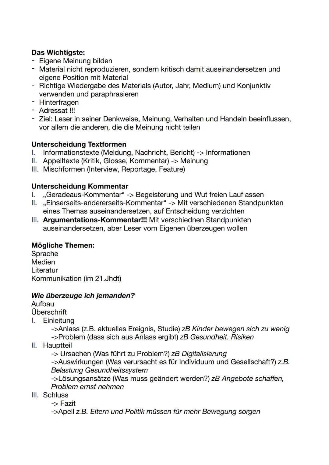 Kommentar
Einordnen
Zustimmen
• Teilweise zustimmen
Teilweise widersprechen
Ablehnen
.
.
Gedanken ausschmücken:
Beispiele
.
Modalverben
Bei 