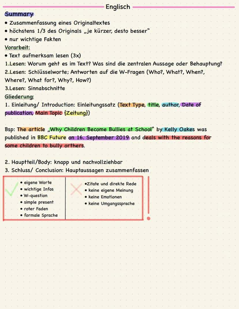 Operatorenliste:
Reproduktion
Englisch
delineate = skizzieren (Sachverhalt in seinen Grundzügen
angeben)
describe = beschreiben (etwas in ei
