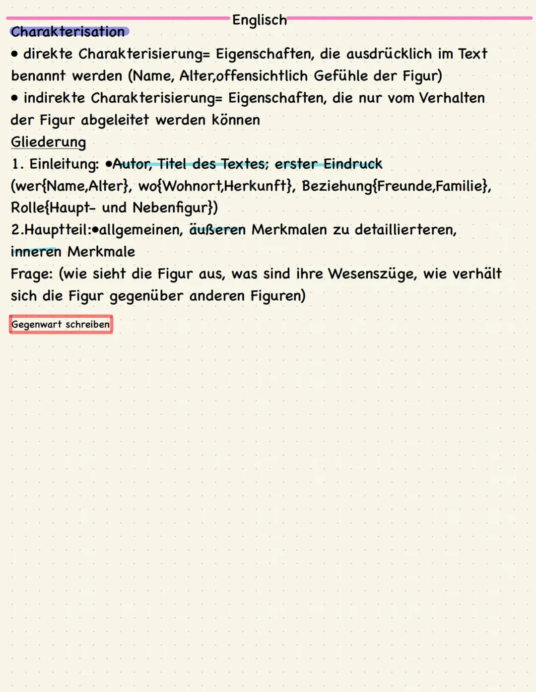 Operatorenliste:
Reproduktion
Englisch
delineate = skizzieren (Sachverhalt in seinen Grundzügen
angeben)
describe = beschreiben (etwas in ei