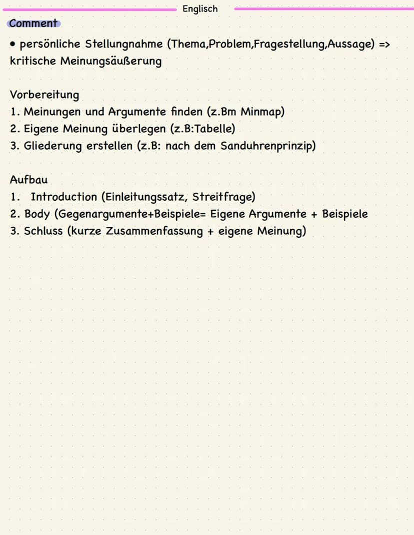 Operatorenliste:
Reproduktion
Englisch
delineate = skizzieren (Sachverhalt in seinen Grundzügen
angeben)
describe = beschreiben (etwas in ei
