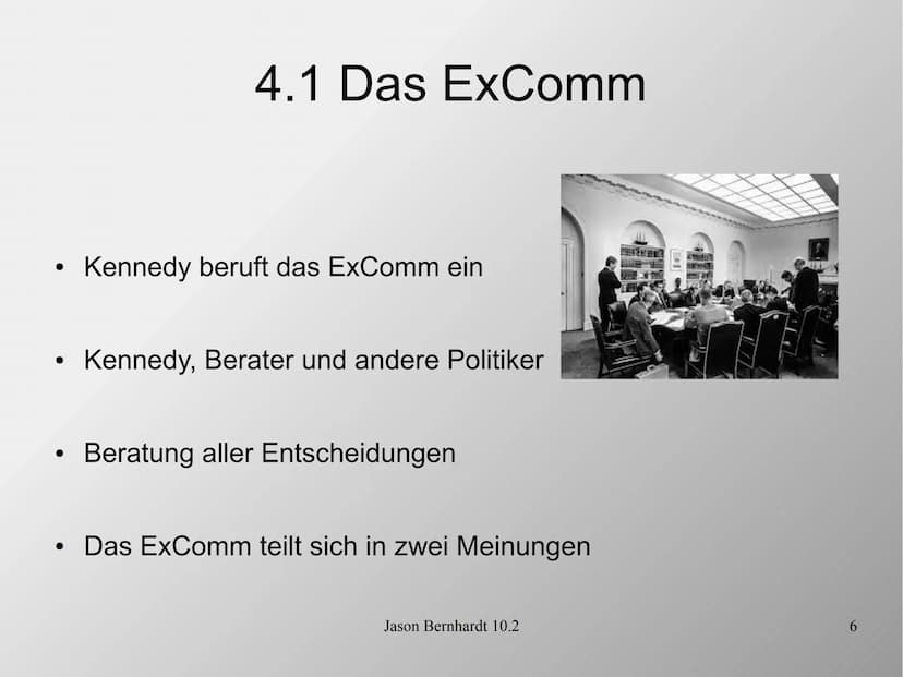 Die Kuba-Krise
Jason Bernhardt 10.2
1 1. Leitfrage
Wie nah stand die Welt während der Kuba-Krise am
atomaren Abgrund?
Jason Bernhardt 10.2
2