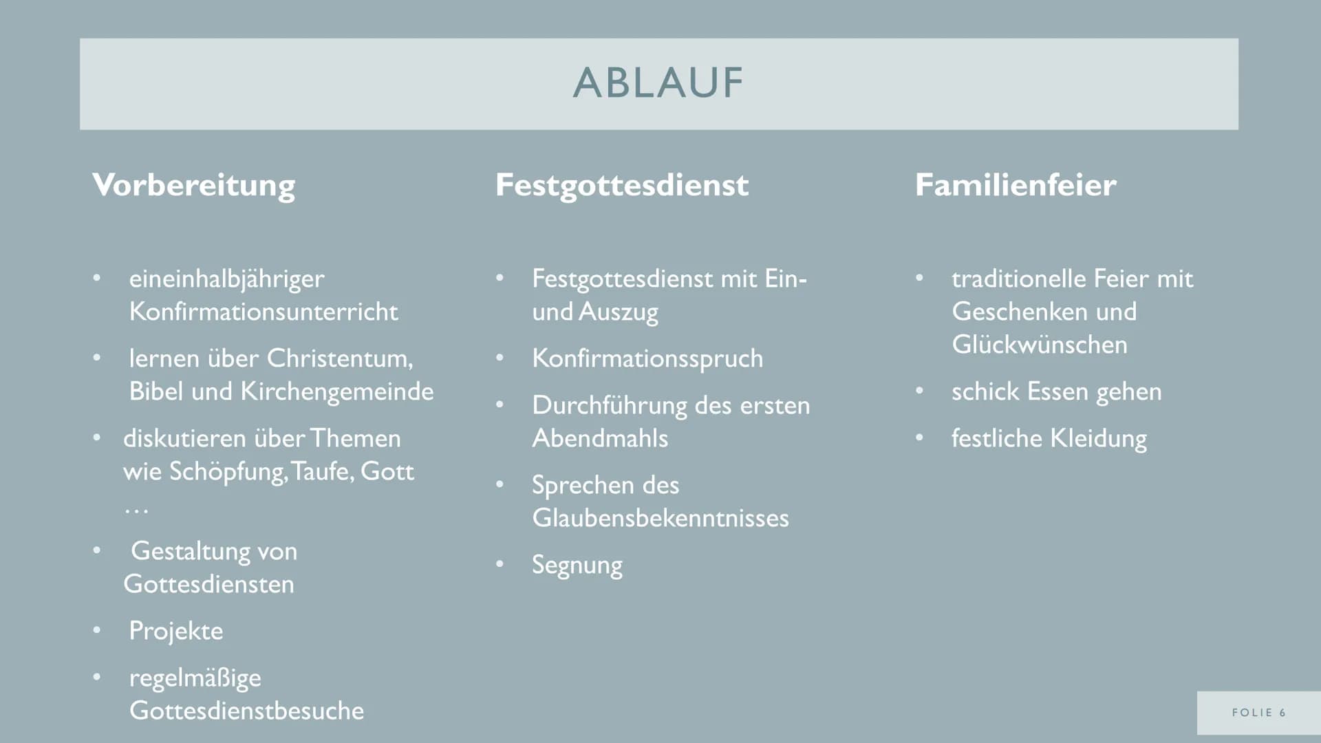 DIE
KONFIRMATION
ALS
ÜBERGANGSRITUS
VON
FOLIE I NOTIZEN FÜR ERWEITERTEN VORTRAG
WAS SIND ÜBERGANGSRITEN?
- Übergang eines Individuums von ei
