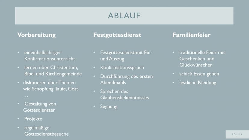 DIE
KONFIRMATION
ALS
ÜBERGANGSRITUS
VON
FOLIE I NOTIZEN FÜR ERWEITERTEN VORTRAG
WAS SIND ÜBERGANGSRITEN?
- Übergang eines Individuums von ei